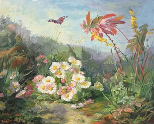 Wild Flowers and Butterfly, 1858 (wc ja guassi pahville)